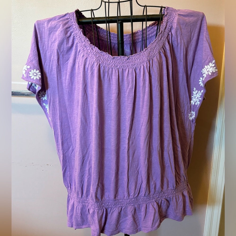 Orchid Embroidered Sleeve Tee